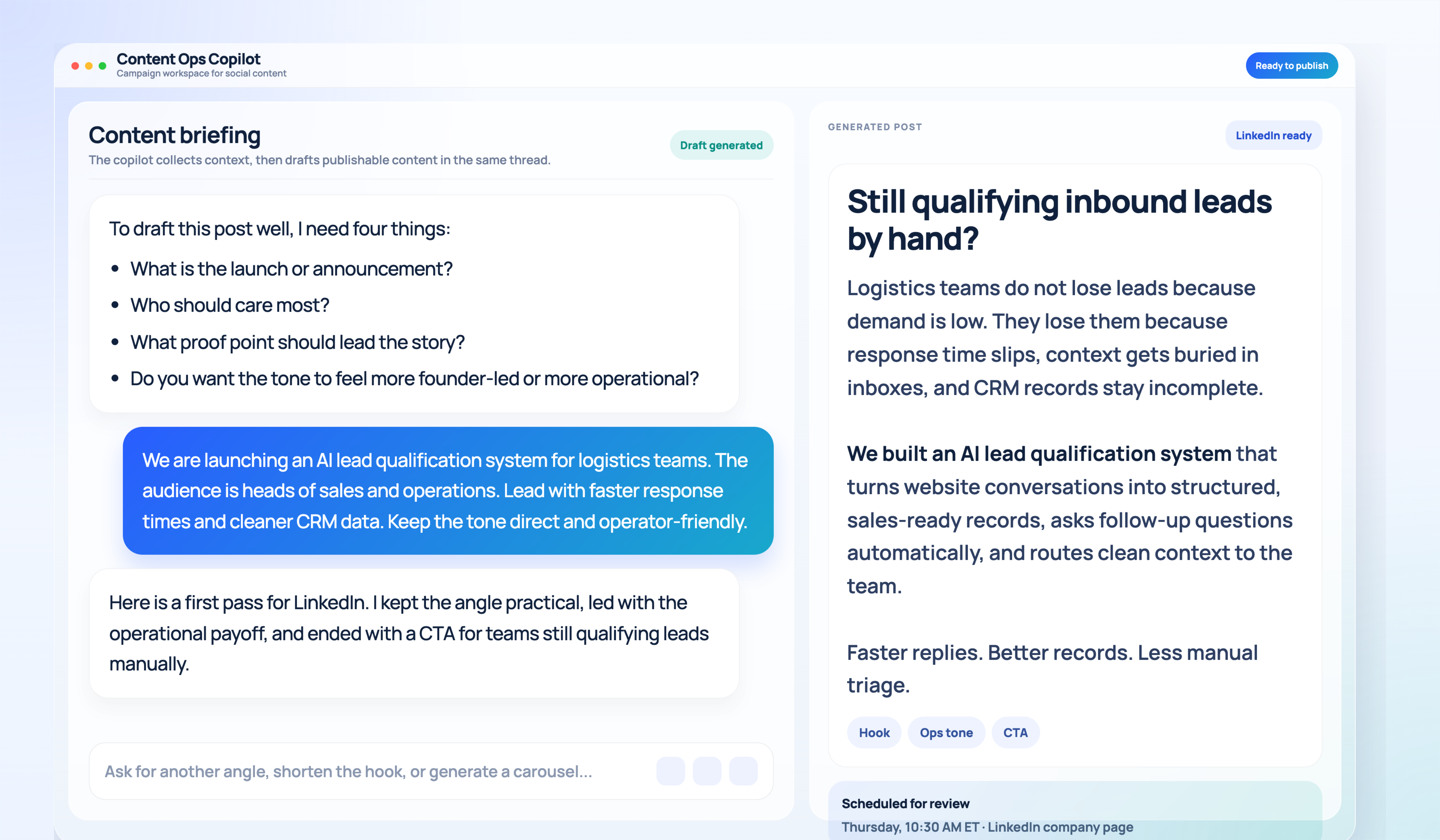 Content operations copilot